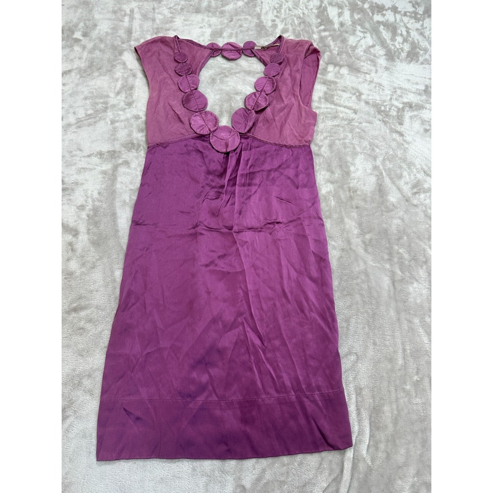 Mint Slip Mini Dress Womens Size 2 Purple Two Tone Sleeveless 100% Silk EUC